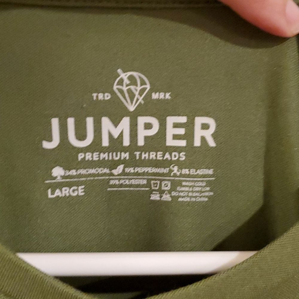 Jumper Premium Threads Olive Green Tee Shirt Size Large Eco Blend - Picture 8 of 10